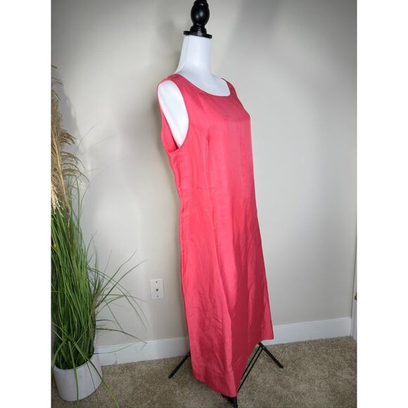 J. Jill Dress NWT Women XL Strawberry Red Pink Midi Tank Linen Shift Sleeveless - Picture 5 of 10